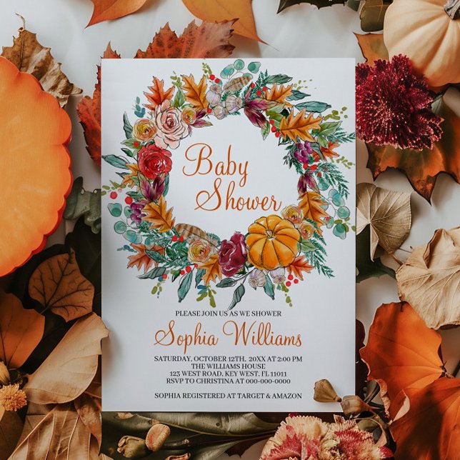 Fall Autumn Pumpkin Baby Shower Invitation (Creator Uploaded)