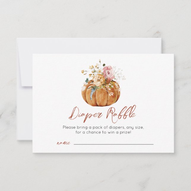 Fall Autumn Pumpkin Baby Shower Raffle Card (Front)