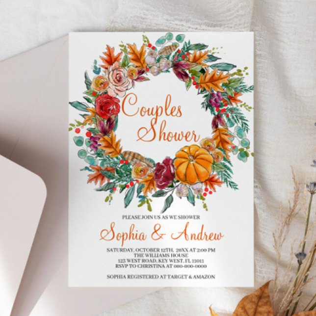 Fall Autumn Pumpkin Couples Shower Invitation (Creator Uploaded)