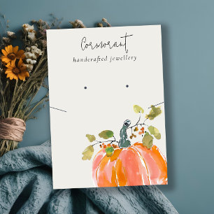 Fall Autumn Pumpkin Earring Necklace Display Business Card