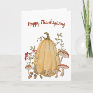 Fall Autumn Pumpkin Floral Happy Thanksgiving Card