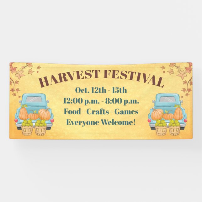 Fall Autumn Pumpkin Harvest Festival Banner (Horizontal)