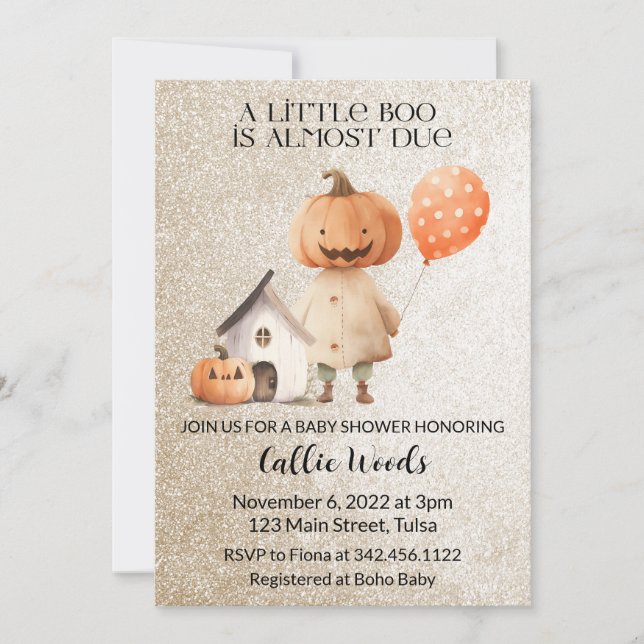 Fall Autumn Pumpkin Head Baby Shower Invitation (Front)