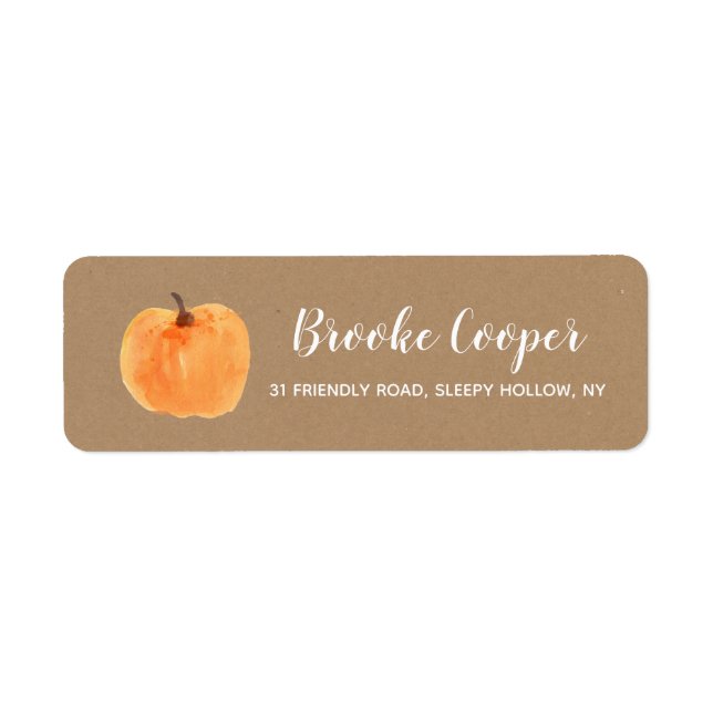 Fall Autumn Pumpkin Kraft Return Address Label (Front)