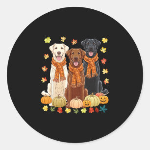 Fall Autumn Pumpkin Labrador Retriever Thanksgivin Classic Round Sticker