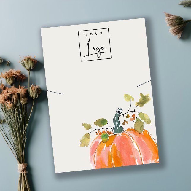 Fall Autumn Pumpkin Logo Necklace Display Business Card (Creator Uploaded)
