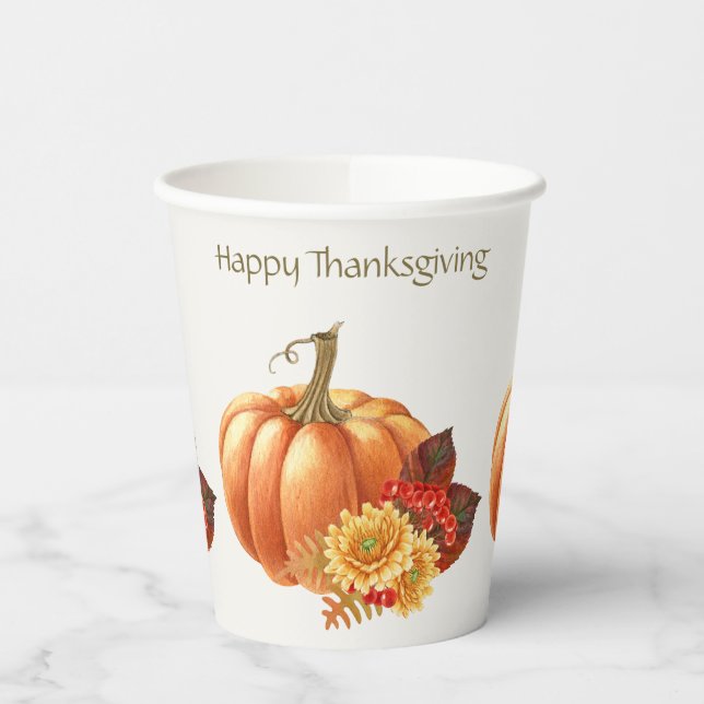Fall Autumn Pumpkin Paper Cups (Left)