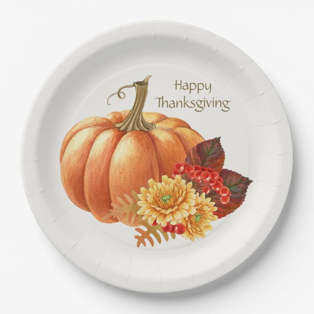 Fall Autumn Pumpkin Paper Plate (Front)