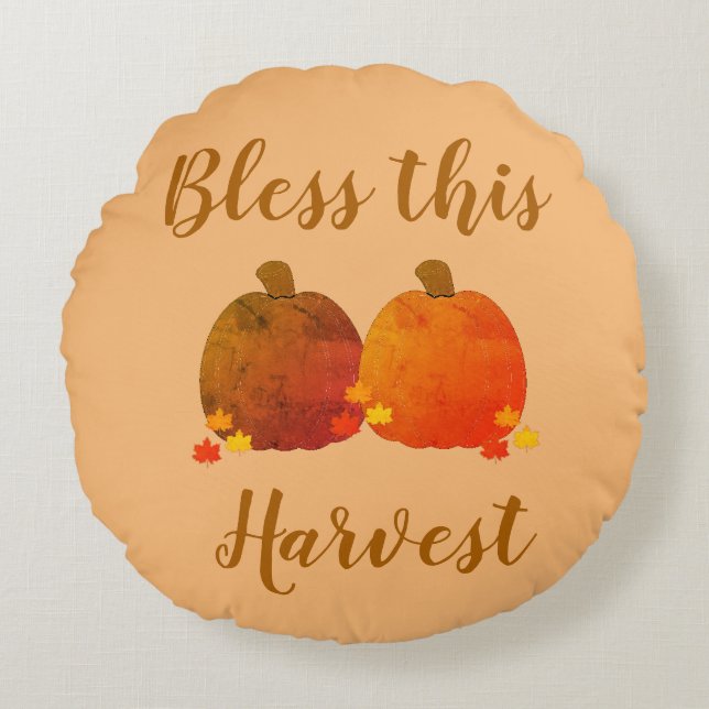 Fall/Autumn/Pumpkin Round Pillow (Front)