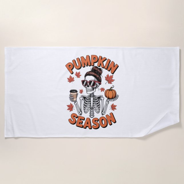 Fall Autumn Pumpkin Season Beach Towel (Front)