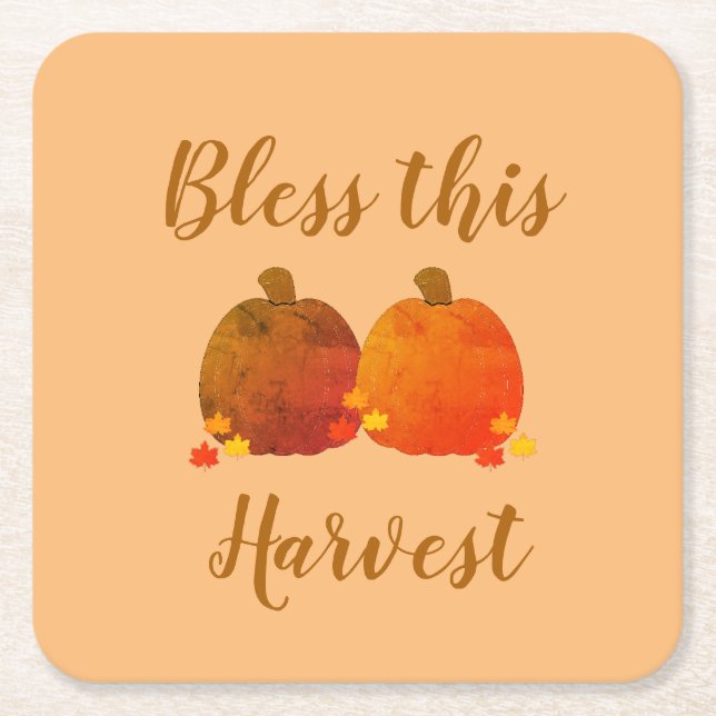 Fall/Autumn/Pumpkin  Square Paper Coaster (Front)