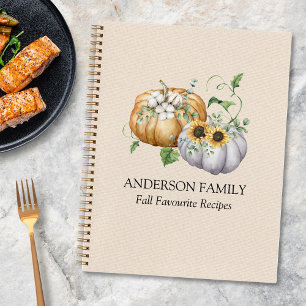 Fall Autumn Pumpkin Sunflower Cotton Recipe Book