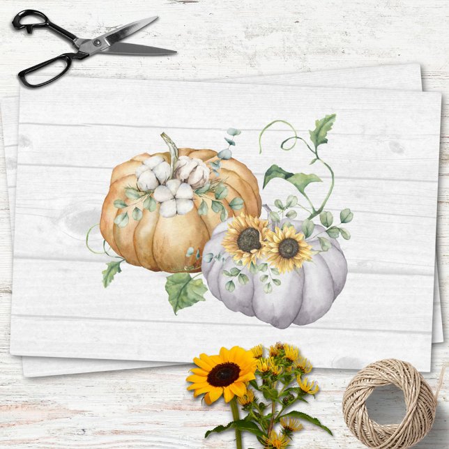 Fall Autumn Pumpkin Sunflower Harvest Decoupage Tissue Paper (In situ)