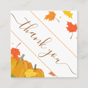 Fall Autumn Pumpkin Thank You Discount & Social Square Business Card