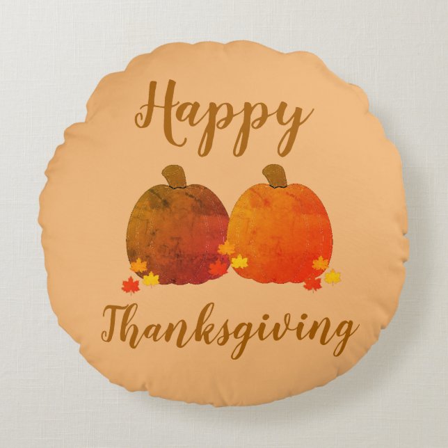Fall/Autumn/Pumpkin/Thanksgiving Round Cushion (Front)