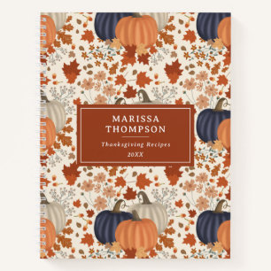 Fall Autumn Pumpkin Wildflower Thanksgiving Recipe Notebook