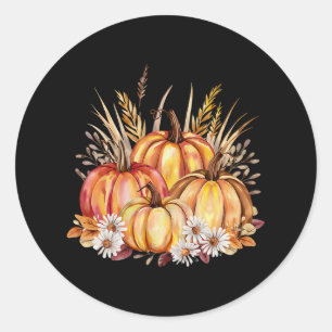 Fall Autumn Pumpkins And Wheat Harvest Thanksgivin Classic Round Sticker