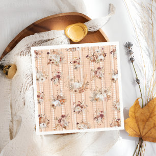 Fall Autumn  Pumpkins Floral Baby Shower Napkin