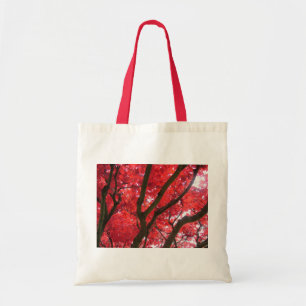 Fall, autumn red maple leaves, tree tote bag