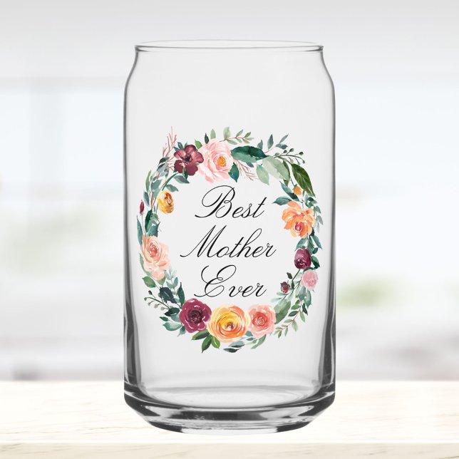 Fall Autumn Rose Flower Floral Wreath Best Mother Can Glass (In situ)