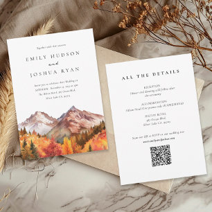 Fall Autumn RSVP All in One QR Code Wedding Invitation