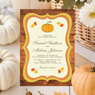 Fall Autumn Rustic Barn Wood Pumpkin Wedding Invitation