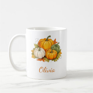 Fall Autumn Rustic Pumpkin Custom Name Baby Shower Coffee Mug