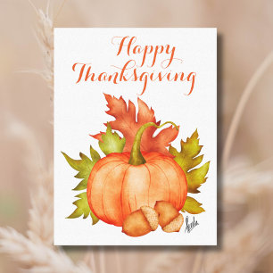 Fall Autumn Rustic Pumpkin Happy Thanksgiving Canvas Print