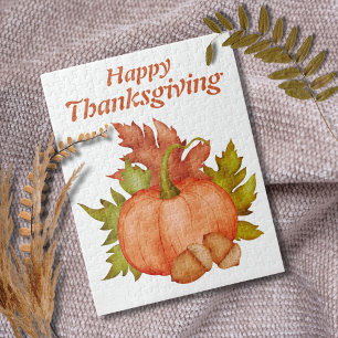 Fall Autumn Rustic Pumpkin Happy Thanksgiving  Jigsaw Puzzle