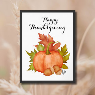 Fall Autumn Rustic Pumpkin Happy Thanksgiving Poster