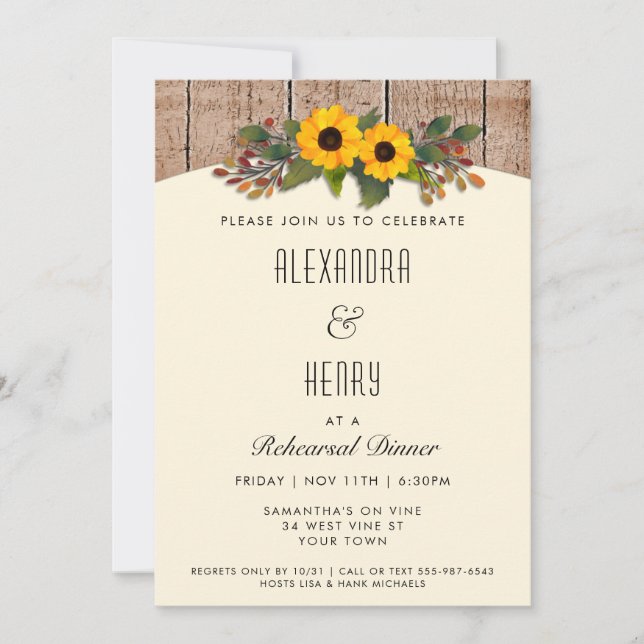 Fall Autumn Rustic Rehearsal Dinner Invitation (Front)