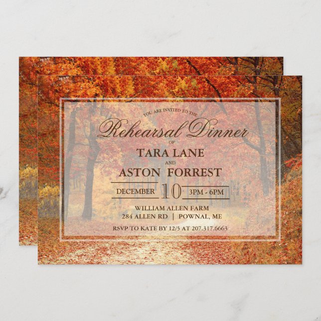 Fall Autumn Rustic Rehearsal Dinner Invitation (Front/Back)