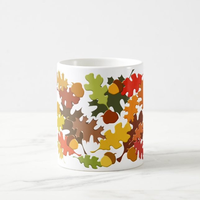 Fall Autumn Season Leaves Oak Design Coffee Mug (Center)
