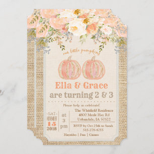 Fall Autumn Sibling Dual Twin Birthday Invitation