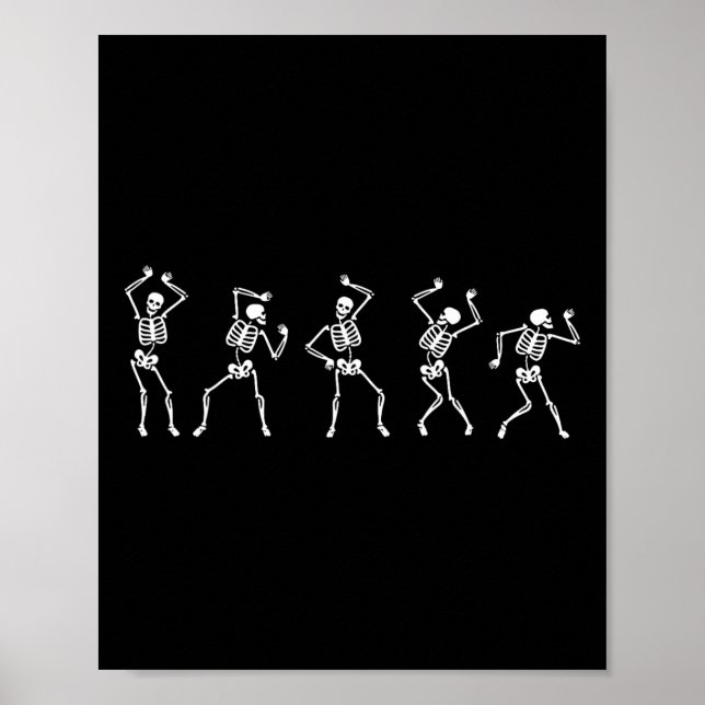 Fall Autumn Skeleton Dancing  Poster (Front)