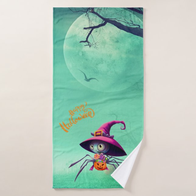 Fall/autumn/spider/witch/halloween Bath Towel (Bath Towel)