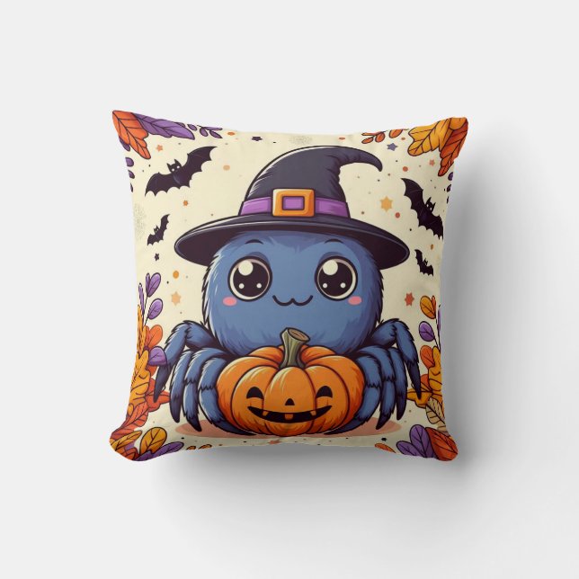 Fall/autumn/spider/witch/halloween Cushion (Front)