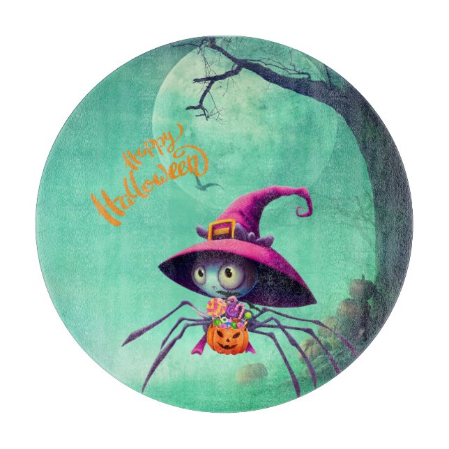 Fall/autumn/spider/witch/halloween Cutting Board (Front)