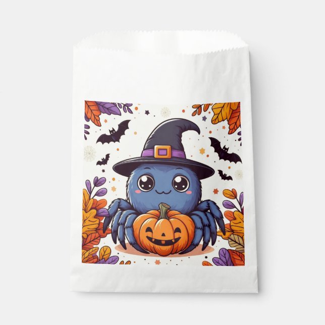 Fall/autumn/spider/witch/halloween Favour Bag (Front)