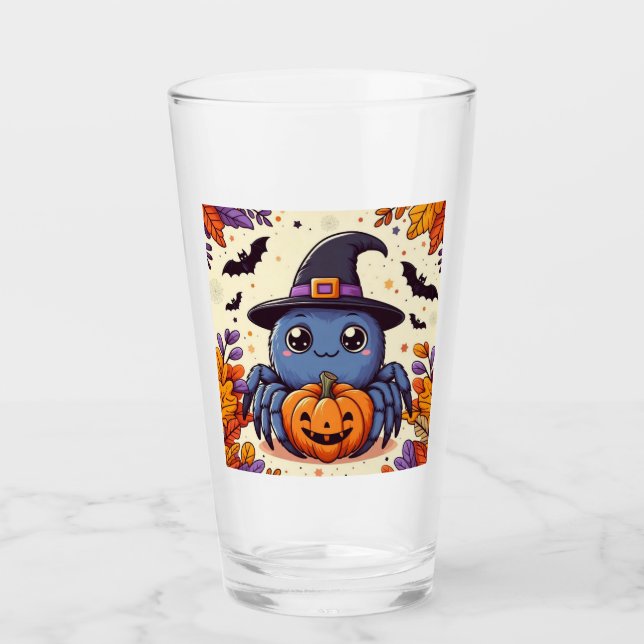 Fall/autumn/spider/witch/halloween Glass (Front)