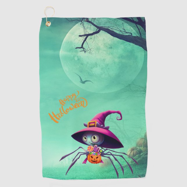 Fall/autumn/spider/witch/halloween Golf Towel (Front)