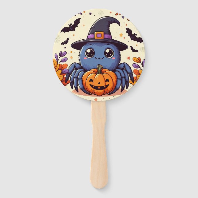 Fall/autumn/spider/witch/halloween Hand Fan (Front)