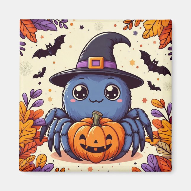 Fall/autumn/spider/witch/halloween Magnet (Front)