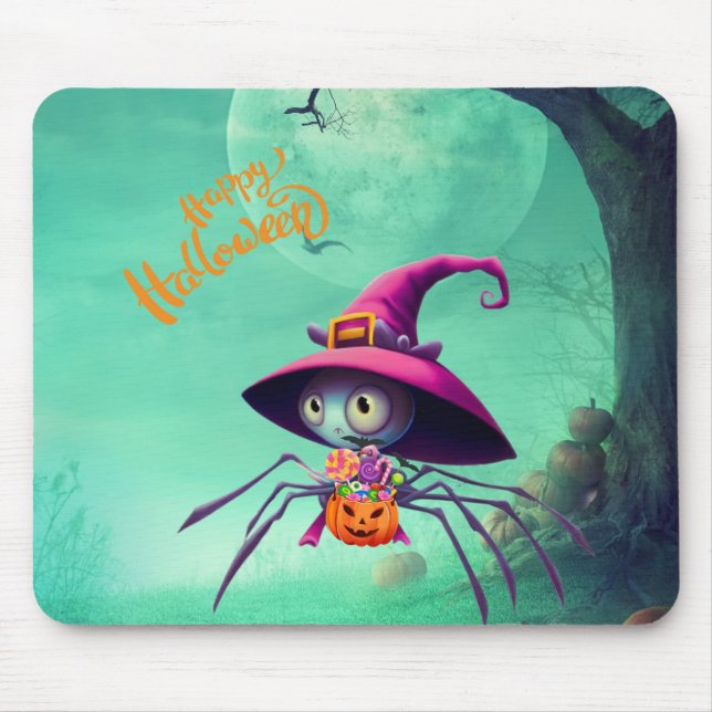 Fall/autumn/spider/witch/halloween Mouse Pad (Front)