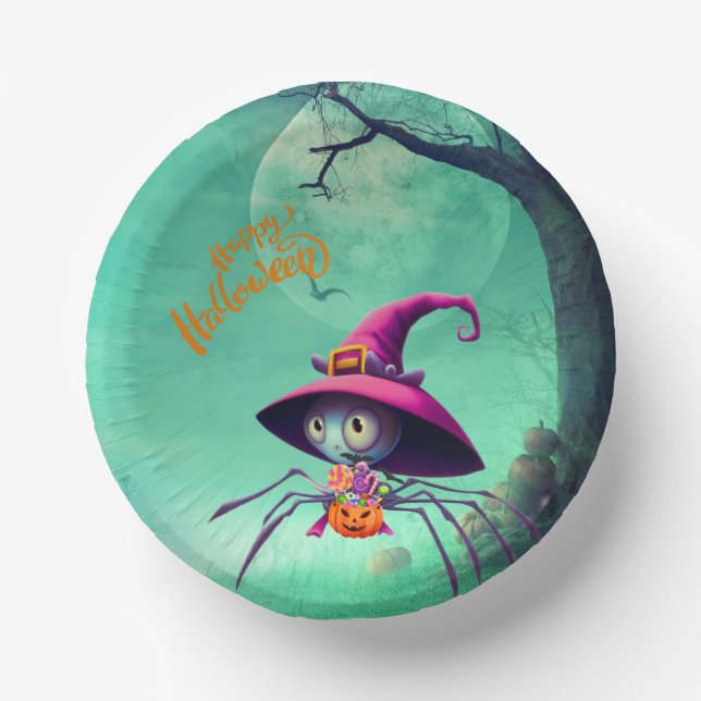 Fall/autumn/spider/witch/halloween Paper Plate (Front)