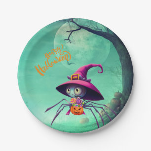 Fall/autumn/spider/witch/halloween Paper Plate