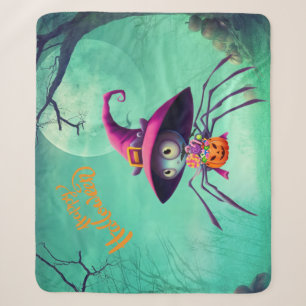 Fall/autumn/spider/witch/halloween Sherpa Blanket
