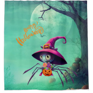 Fall/autumn/spider/witch/halloween Shower Curtain