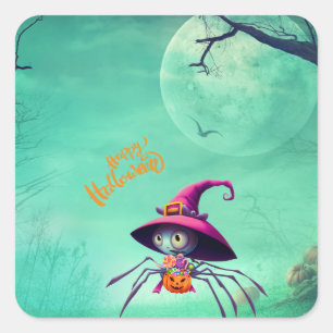 Fall/autumn/spider/witch/halloween Square Sticker
