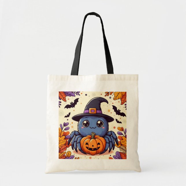 Fall/autumn/spider/witch/halloween Tote Bag (Front)
